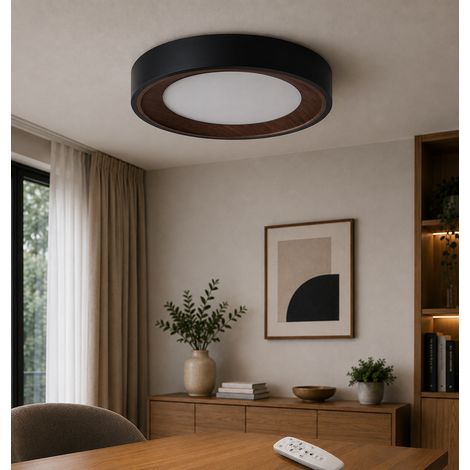 Plafón LED Decorativo 30W CCT 3000-6000ºK (Tonalidad Luz Regulable) Control Remoto Acabado Negro (1/4)
