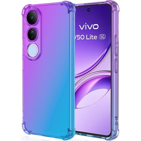 Funda protectora anticaídas con efecto degradado para Vivo V50 Lite 4G/5G, color morado/azul. (1/5)