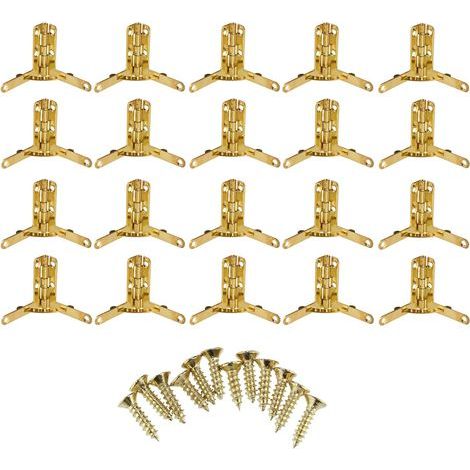 CCYKXA Set of 20 mini decorative wooden hinges with gold fasteners (1/5)