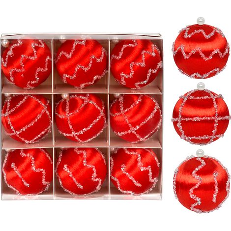 Set di palline rosse per l'albero di Natale StarryLights con decorazioni - eleganti decorazioni natalizie (1/5)