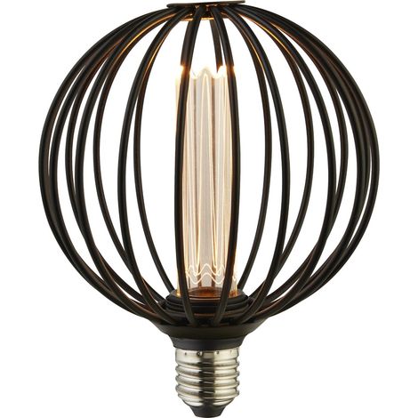 GLOBE CAGE Ampoule Metal noir effet filaire sphère E27 1800k 120lm 3,5W (1/4)