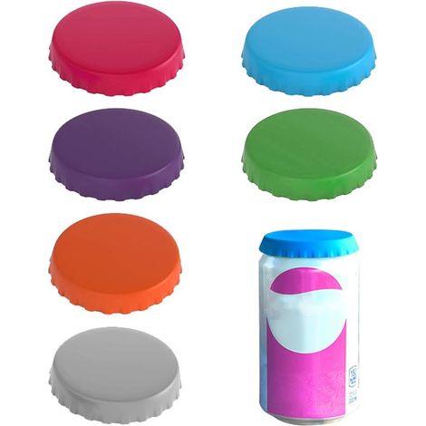 Couvercles de canette, lot de 6, fermeture en silicone, protection contre les insectes, protection des boissons, couvercle réutilisable, couvercle pour boissons gazeuses (1/5)