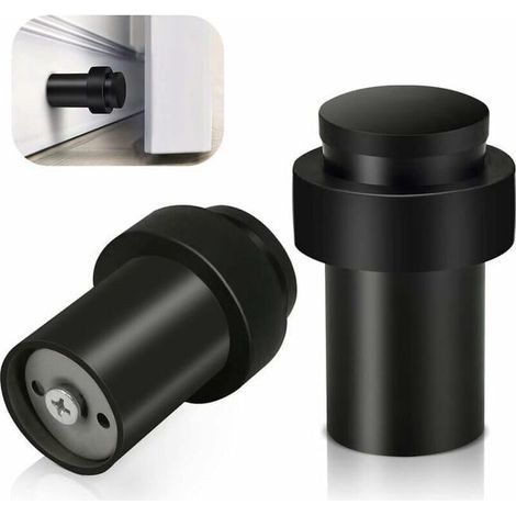 Lot de 2 butées de porte en acier inoxydable noir Protection murale décorative en caoutchouc massif Pour plinthes (1/4)