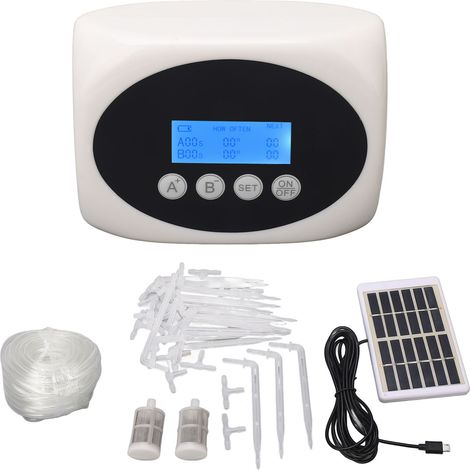 Ortviai Arrosage Automatique Solaire avec Double Pompe, Écran LCD, Alimentation USB ou Batterie Rechargeable, pour 15 Plantes (1/5)