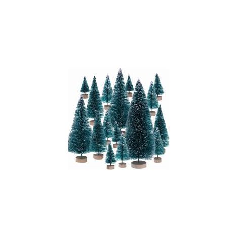 Lot de 34 mini arbres enneigés en sisal et plastique avec lettres Joyeux Noël, diorama – (1/5)