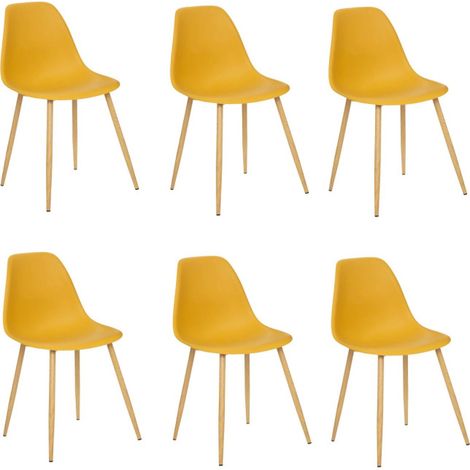 Atmosphera – Lot de 6 chaises 'Taho' 86cm – Polypropylène et acier – Hauteur d'assise 46cm – Couleur ocre – Dimensions L. 46 x l. 55 cm (1/4)