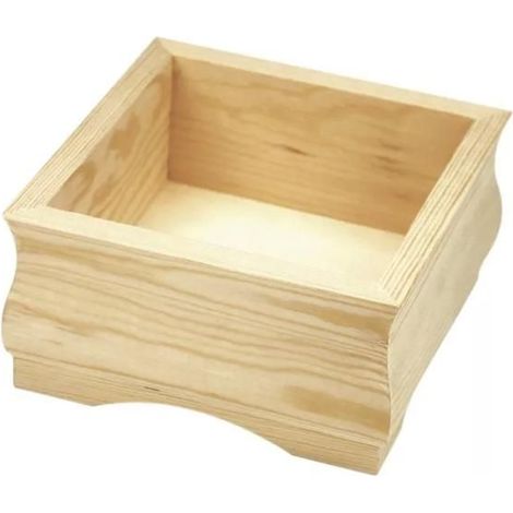 MégaCréa DIY - Cache pot en bois carré 14 x 7 x 14 cm (1/2)