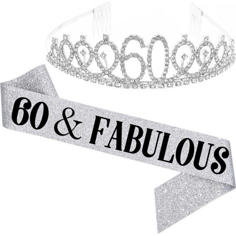 Ensemble couronne et bandoulière pour fête d'anniversaire (10, 13, 18, 21, 30, 40, 50, 60, 70, 80 ans) (1/5)