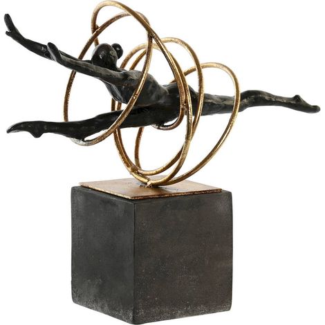 Sculpture gymnaste chic noir et or pour déco intérieure - Noir mat et délicates touches dorées (1/3)
