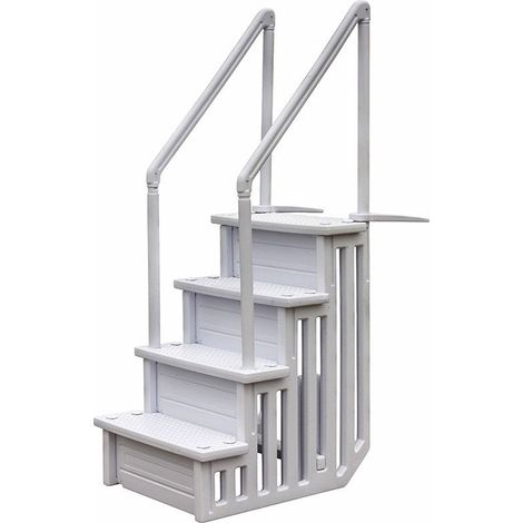 Échelle de piscine enterrée avec main courante – Hauteur réglable 122-137 cm – Marches larges antidérapantes – Supporte jusqu'à 120 kg – Starpool