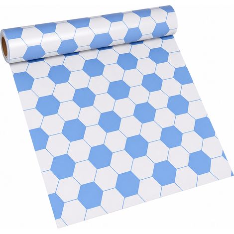 Autoadhesivo de Suelo Estanco Antideslizante Baño Azul Blanco (1/5)