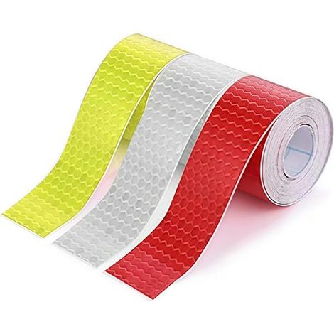 Autocollants réfléchissants - 2 cm x 5 m - Rouge, blanc, vert - Ruban de signalisation réfléchissant - Autocollants de sécurité universels - Lot de 3 (1/5)