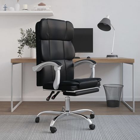 Bürostuhl mit Liegefunktion Schwarz Kunstleder (1/5)