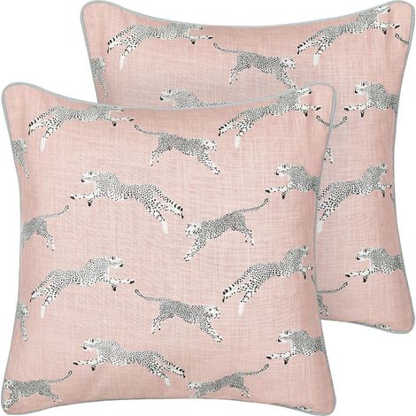 Dekokissen 2er Set ARALES Baumwolle 45 x 45 cm Pastellrosa Tiermuster (1/5)