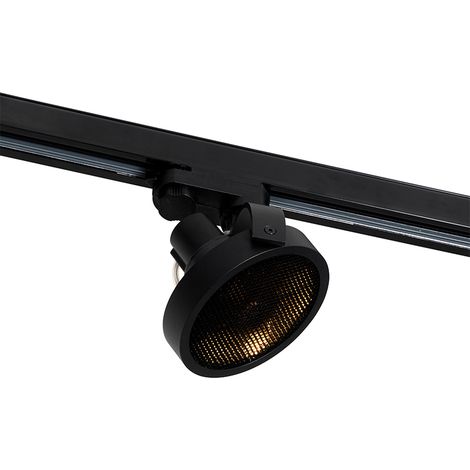 QAZQA Moderno Foco de carril moderno trifásico negro - Master 111 Honey Aluminio Redonda Adecuado para LED Max. 1 x 50 Watt (1/4)
