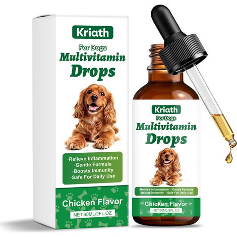 Gouttes multivitaminées pour chiens - Complément nutritionnel quotidien doux pour chiens - 60 ml (1/5)