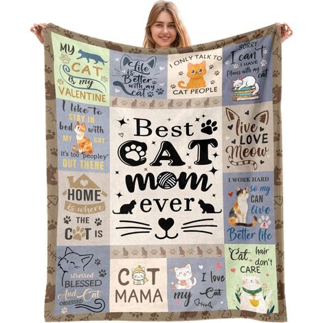 Couverture Chat - En Polyester Doux et Moelleux - Pour Canapé Lit ou Voyage - Idéale pour les Amoureux des Chats - 1 Pièce (1/5)
