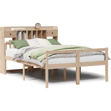 Maison Exclusive - Massivholzbett mit Regal ohne Matratze 140x190