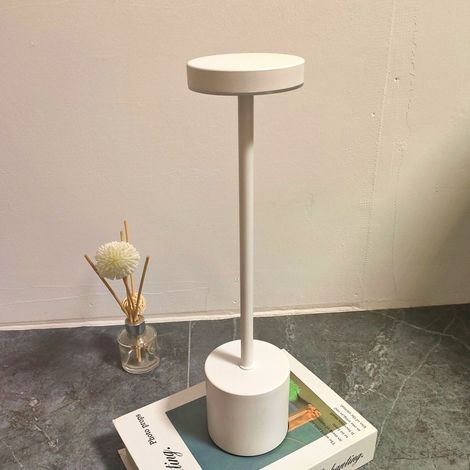 Lampe de table LED, finition blanche, rechargeable par USB, pour table de chevet, bureau, salon ou élément décoratif.-AquaForge (1/4)