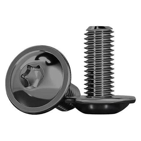 20 Pièces M6x16mm Vis à Tête Bombée à Embase, Vis Torx Noir Tête Bombée ISO 7380-2 à Embase Acier Inoxydable A2 V2A Filetée Filetage Complet Avec Rondelle (1/5)