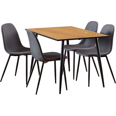 Wilma Essgruppe Tisch mit 4 Stühlen natur, dunkelgrau.