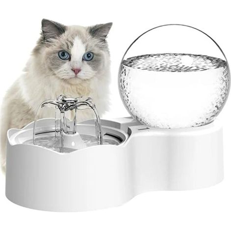 Fontaine à eau automatique pour chats avec robinet, fontaine à eau pour chiens avec filtre transparent (1/5)