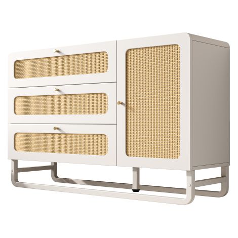 Meuble tiroirs 120x85x40 cm blanc, 3 tiroirs, 1 porte, anti-basculement