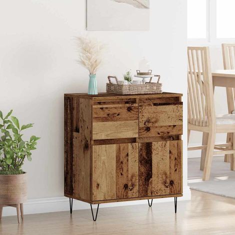 Buffet-Meuble de rangement Bois Ancien 60 x 35 x 70 cm Bois d'ingénierie et fer 673916 (1/5)