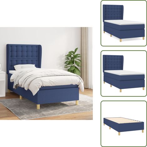 Letto con materasso a molle insacchettato - vidaXL Giroletto a Molle con Materasso Blu 100x200 cm in Tessuto - Letto con materasso morbido