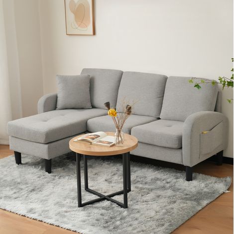 Divano angolare 166x118x77 cm grigio in tessuto con chaise longue modulare (1/5)