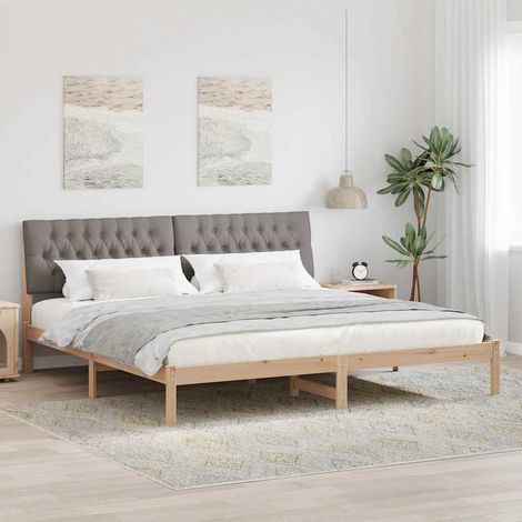 Estructura de Cama con Cabecera Tapizada Marrón 200 x 200 cm