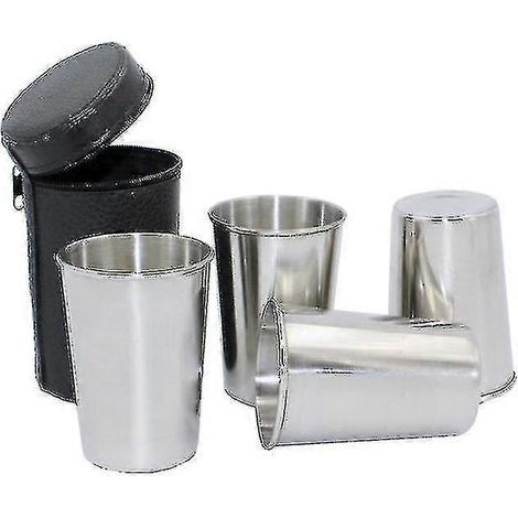 Ensemble de 4 verres à vin empilables portables en acier inoxydable de 150 ml pour l'extérieur (1/3)