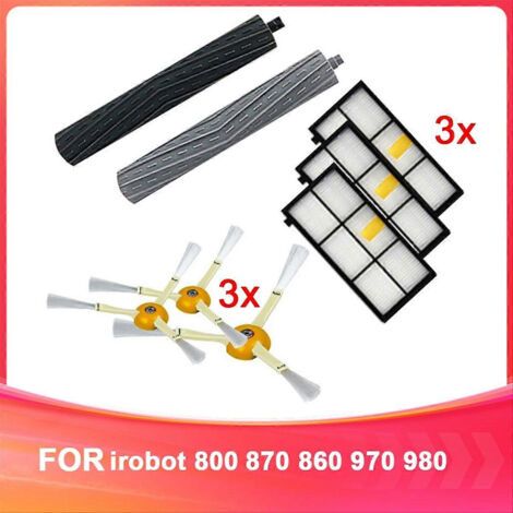 Accessoires pour robots iRobot 800, 870, 860, 970 et 980 : brosse rotative et brosse latérale