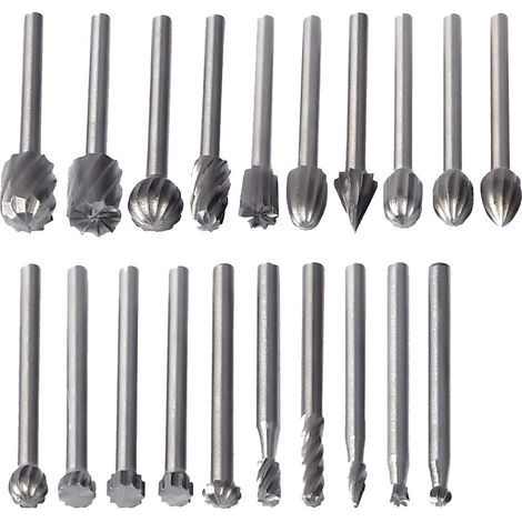 20 Pcs Fraises Rotatives HSS Burrs Rotatives Embouts de Fraisage Outil Routage de Bois Accessoires Outil Rotatif