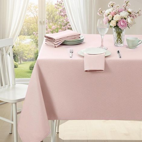 Nappe lavable 140x240 cm Rose Rectangulaire Jacquard Résistant aux éclaboussures