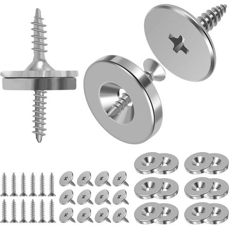 Lot de 12 loquets de porte magnétiques dissimulés avec aimant puissant pour porte de placard de cuisine, placard (argenté) (1/5)