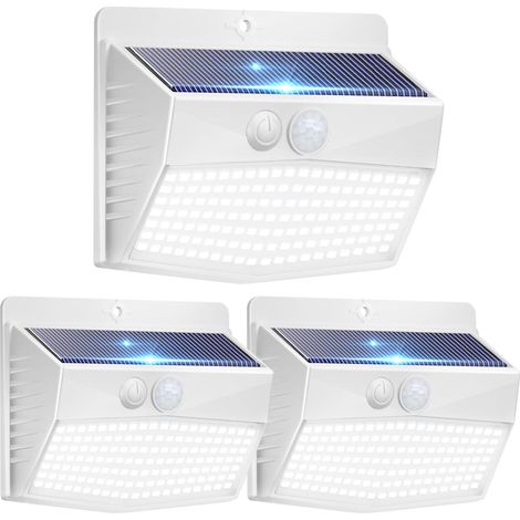 Lampe Solaire Extérieur Détecteur de Mouvement[Lot de 3 de 138LED] Lumière Étanche Sans Fil 3 Modes Spot LED Éclairage Extérieur Solaire pour Jardin Decoration (1/5)