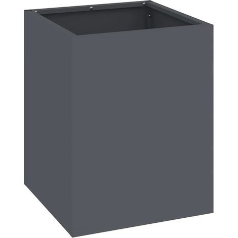 Cache-pot de jardin industriel chic 32 x 32 x 40 cm usage extérieur style moderne en acier anthracite