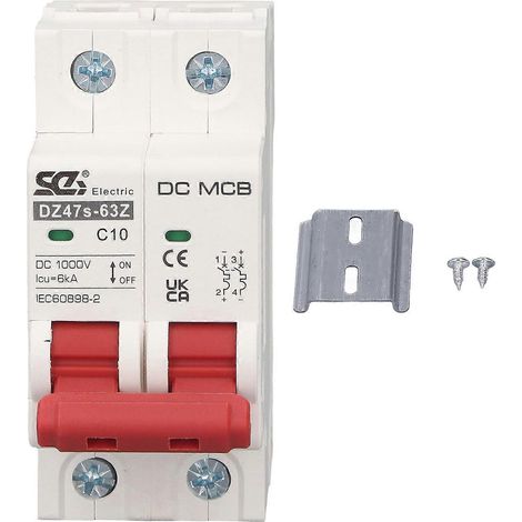 2-poliger Miniatur-Leistungsschalter für DIN-Schienenmontage für Photovoltaikanlagen, DC 1000 V, 10 A