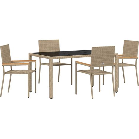 Maison Exclusive - Garten Essgruppe 5 pcs Beige Poly-Rattan