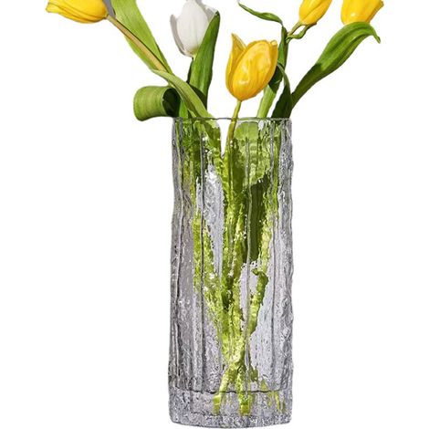 Vase Cylindrique en Verre Transparent Fait à la Main 30 x 10 cm (1/5)