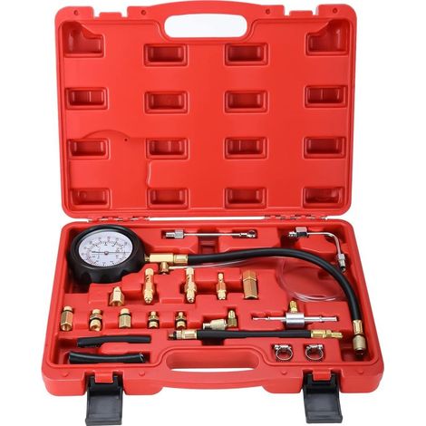 Kraftstoffdruckmessgerät, 140 psi (10 bar) Kraftstoffdruckprüfer, Motor-Kraftstoffdruckmessgerät-Set zur Prüfung des Kraftstoffeinspritzdrucks mit Kfz-Adapter (1/5)