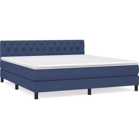 Sommier à lattes de lit avec matelas Bleu 160x200 Tissu (1/5)
