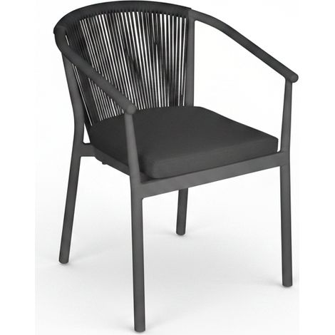 Moia Greenwood Sedia Verona Alluminio Corda Antracite Cuscino (1/4)