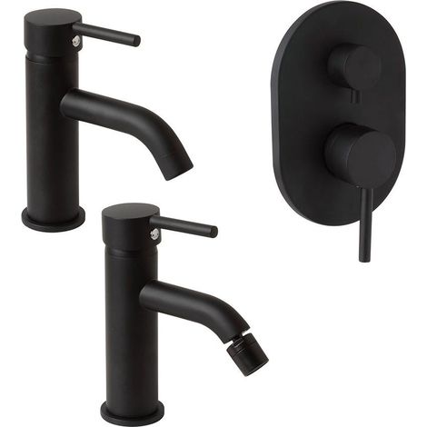 Rubinetteria Negra Para Baño Lavabo Bidet Ducha Con Desviador  Fassa