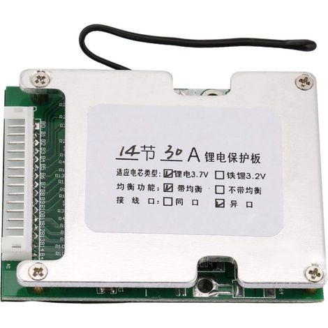 Carte de Protection de batterie, carte de Protection de batterie Li-ion 14S 30A Carte BMS de Protection de batterie avec charge d'équilibre (1/5)