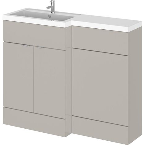 Alrewas Contemporary 2 Door Left-Hand Floor Standing Combination Unit with Basin, Pebble Grey, 1100mm