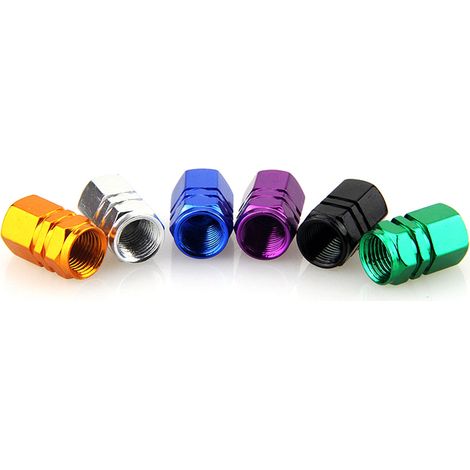 4PCS Bouchons de Valve Pneumatique en Aluminium Étanches Compacts pour Voiture Colorés (Assortiment Aléatoire) (1/5)
