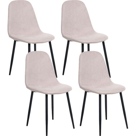 Set di 4 sedie da pranzo imbottitura in poliestere gambe in ferro nero senza braccio sala da pranzo Beige Crandall