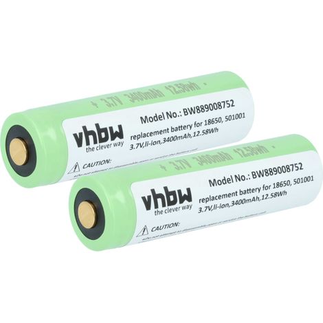 vhbw 2x Akku kompatibel mit EagleTac T20C2 Mark II Taschenlampe Kopflampe (3400 mAh, 3,7 V, Li-Ion) (1/5)